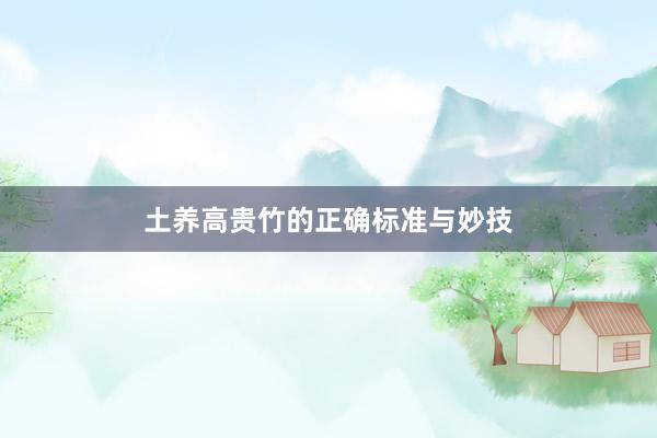 土养高贵竹的正确标准与妙技